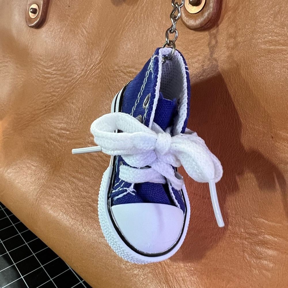 Converse style sneaker bag charm, keychain.